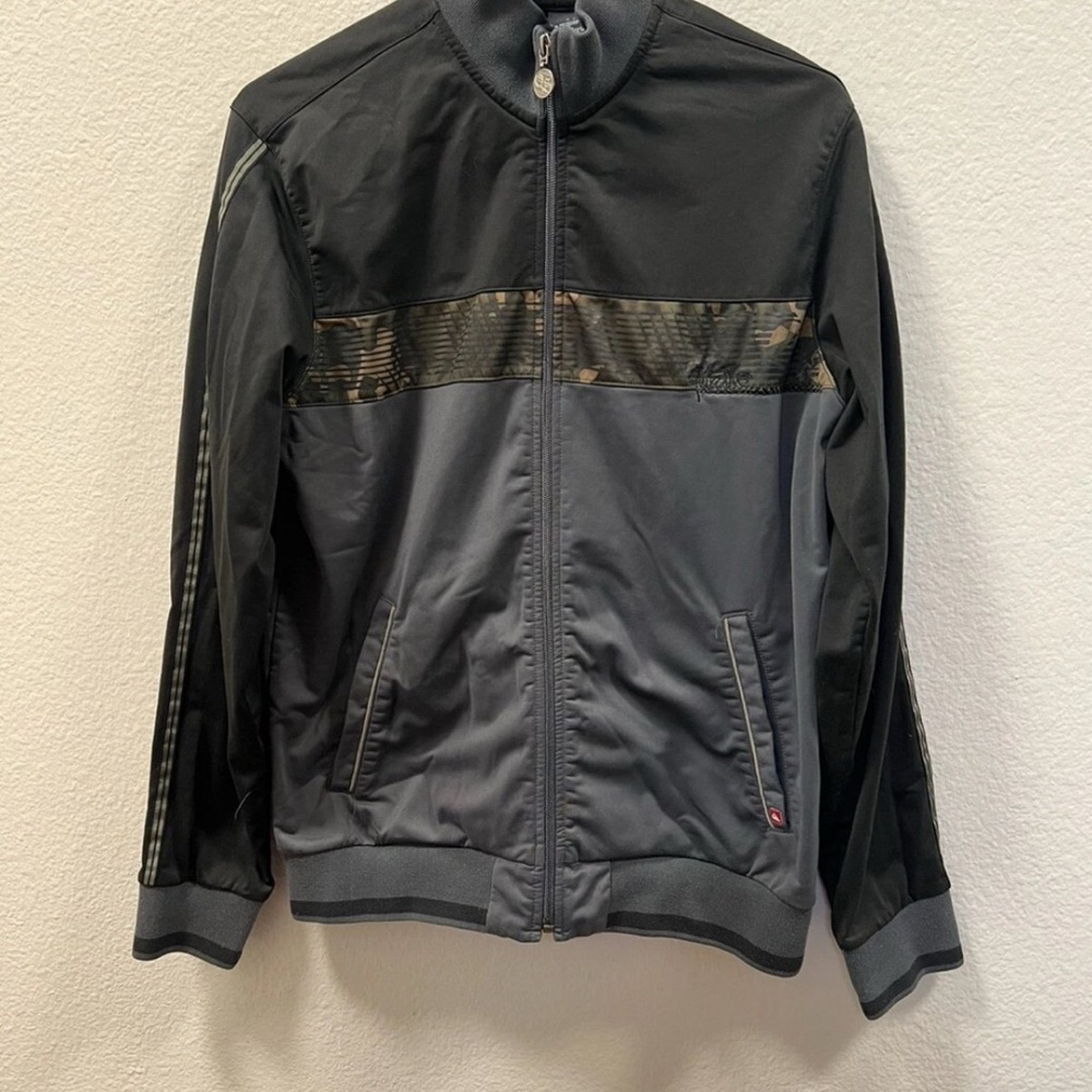 Vtg Quiksilver Jacket Men S Gray Camo Full Zip Bomber Track Skate Streetwear